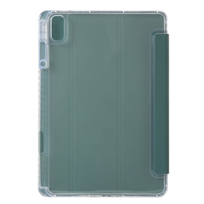 For Huawei Matepad SE 11 2024 Clear Acrylic 3-Fold Leather Tablet Case(Dark Green) - Huawei by buy2fix | Online Shopping UK | buy2fix