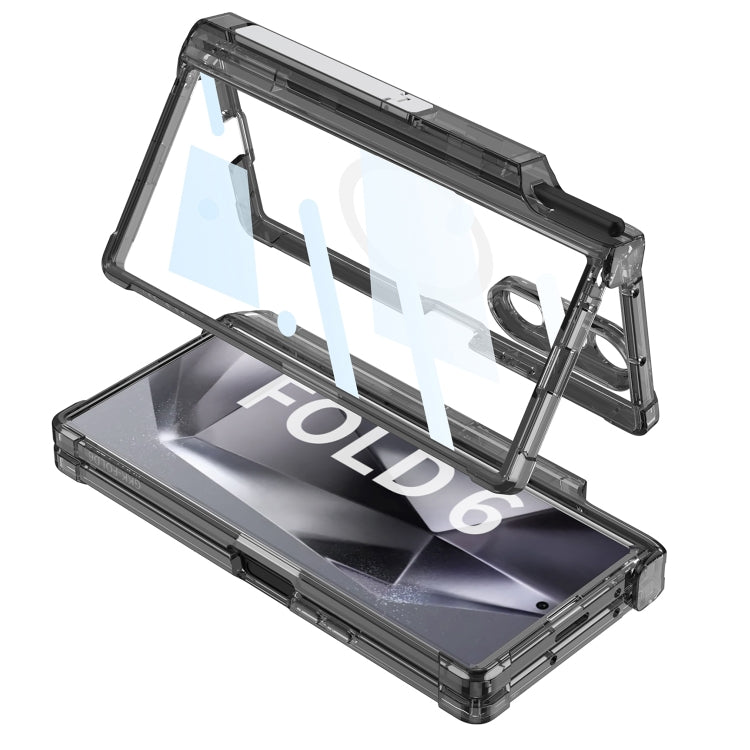 For Samsung Galaxy Z Fold6 GKK Integrated Airbag Hinge Full Coverage MagSafe Phone Case with Holder / Pen Box, Not Included Pen(Transparent) - Galaxy Z Fold6 5G Cases by GKK | Online Shopping UK | buy2fix