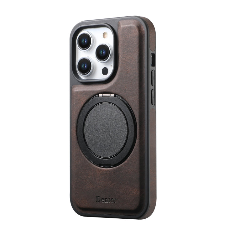 For iPhone 15 Pro Max Denior A14 Skin Feel Rotating Holder MagSafe Phone Case(Brown) - iPhone 15 Pro Max Cases by Denior | Online Shopping UK | buy2fix