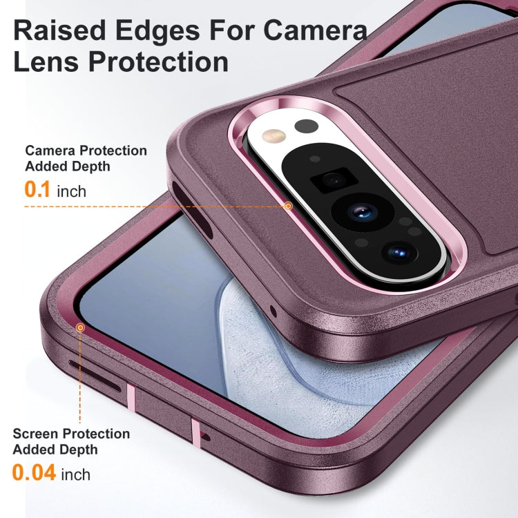 For Google Pixel 9 Pro Rugged PC + Silicone Phone Case with Holder(Purple+Pink) - Google Cases by buy2fix | Online Shopping UK | buy2fix