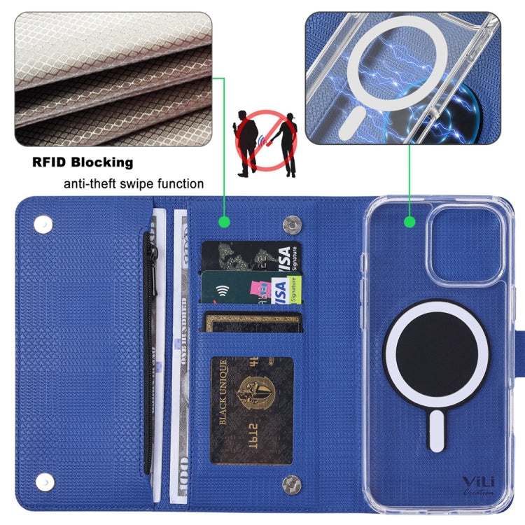 For Samsung Galaxy S24 5G ViLi GHB-C Series RFID MagSafe Magnetic Flip Leather Phone Case(Blue) - Galaxy S24 5G Cases by ViLi | Online Shopping UK | buy2fix