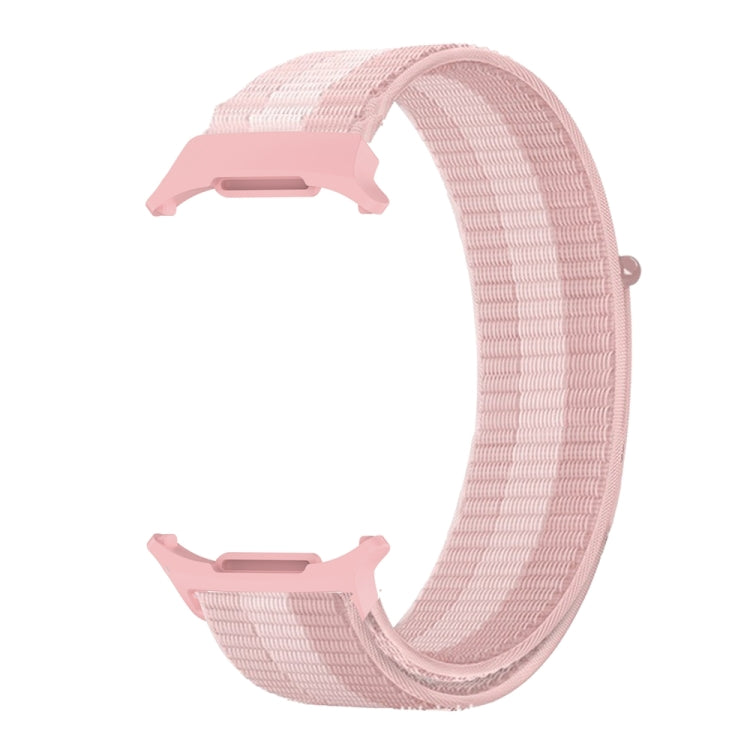 For Samsung Galaxy Watch Ultra 47mm Plastic Connector Nylon Loop Watch Band(Pink White Pink) - Watch Bands by buy2fix | Online Shopping UK | buy2fix