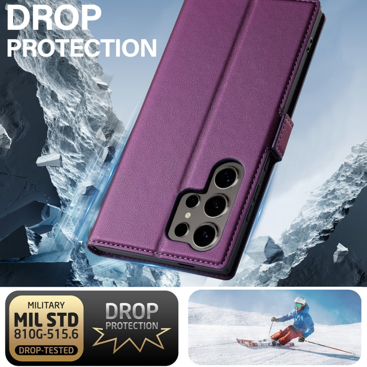 For Samsung Galaxy S24 Ultra 5G LC.IMEEKE L1 Series Frosted Fine Texture PU Phone Case(Purple) - Galaxy S24 Ultra 5G Cases by LC.IMEEKE | Online Shopping UK | buy2fix