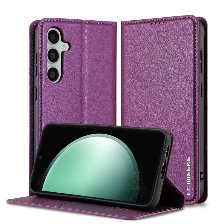 For Samsung Galaxy S24+ 5G LC.IMEEKE L1 Series Frosted Fine Texture PU Phone Case(Purple) - Galaxy S24+ 5G Cases by LC.IMEEKE | Online Shopping UK | buy2fix