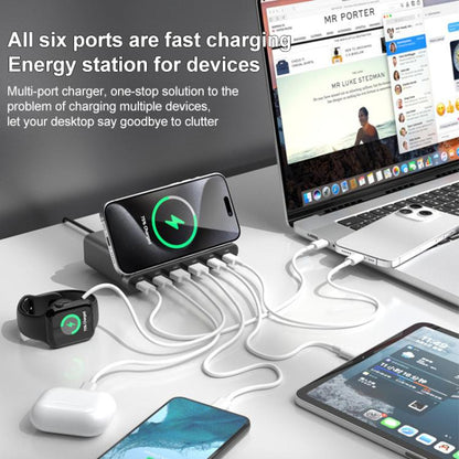 160W 4 x Type-C + 2 x USB Multi Ports Charger Support QI Wireless Charging(EU Plug) - Multifunction Charger by buy2fix | Online Shopping UK | buy2fix