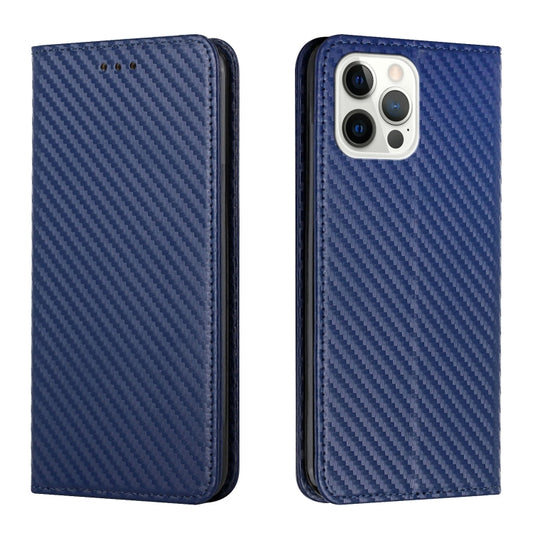 For iPhone 16 Pro Max Carbon Fiber Texture Magnetic Flip Leather Phone Case(Blue) - iPhone 16 Pro Max Cases by buy2fix | Online Shopping UK | buy2fix