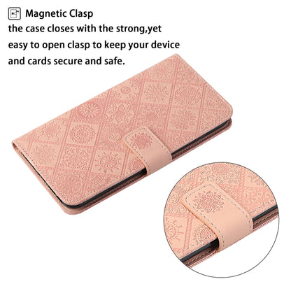 For Samsung Galaxy S25+ 5G Ethnic Style Embossed Pattern Leather Phone Case(Pink) - Galaxy S25+ 5G Cases by buy2fix | Online Shopping UK | buy2fix