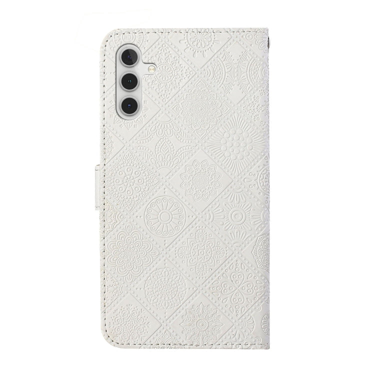 For Samsung Galaxy S25+ 5G Ethnic Style Embossed Pattern Leather Phone Case(White) - Galaxy S25+ 5G Cases by buy2fix | Online Shopping UK | buy2fix