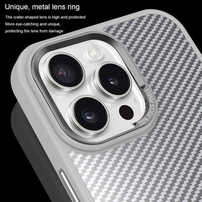 For iPhone 15 Plus Carbon Fiber Texture MagSafe Magnetic Shockproof Phone Case(Grey) - iPhone 15 Plus Cases by buy2fix | Online Shopping UK | buy2fix