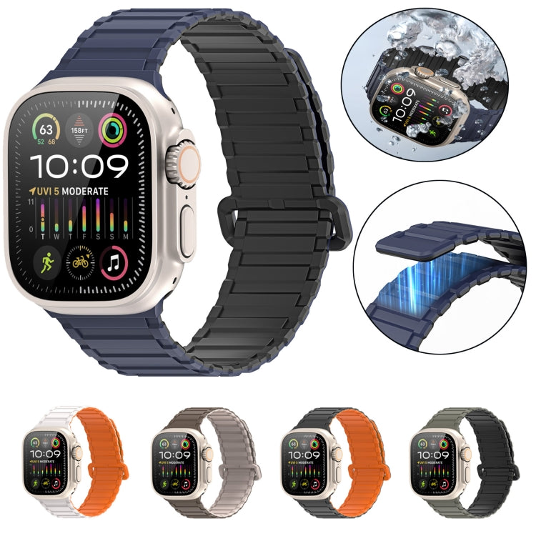 For Apple Watch Series 10 46mm DUX DUCIS KJ Series Magnetic Buckle Silicone Watch Band(Black Blue) - Watch Bands by DUX DUCIS | Online Shopping UK | buy2fix