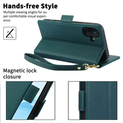 For iPhone 16 Plus Side Buckle RFID Anti-theft Leather Phone Case(Green) - iPhone 16 Plus Cases by buy2fix | Online Shopping UK | buy2fix