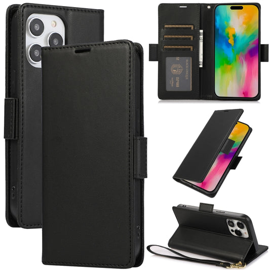 For iPhone 16 Pro Side Buckle RFID Anti-theft Leather Phone Case(Black) - iPhone 16 Pro Cases by buy2fix | Online Shopping UK | buy2fix