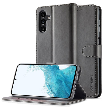 For Samsung Galaxy S24 FE 5G LC.IMEEKE Calf Texture Leather Phone Case(Grey) - Galaxy S24 FE 5G Cases by LC.IMEEKE | Online Shopping UK | buy2fix