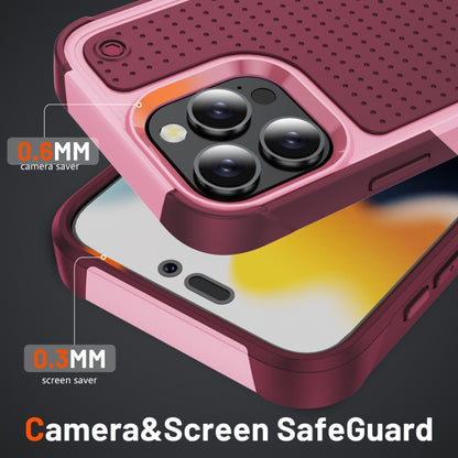 For iPhone 16 Pro Max PC + TPU Shockproof Protective Phone Case(Pink+Dark Red) - iPhone 16 Pro Max Cases by buy2fix | Online Shopping UK | buy2fix