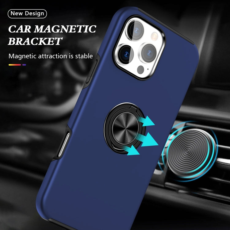 For iPhone 16 Pro Max PC Hybrid TPU Magnetic Ring Holder Phone Case(Navy Blue) - iPhone 16 Pro Max Cases by buy2fix | Online Shopping UK | buy2fix