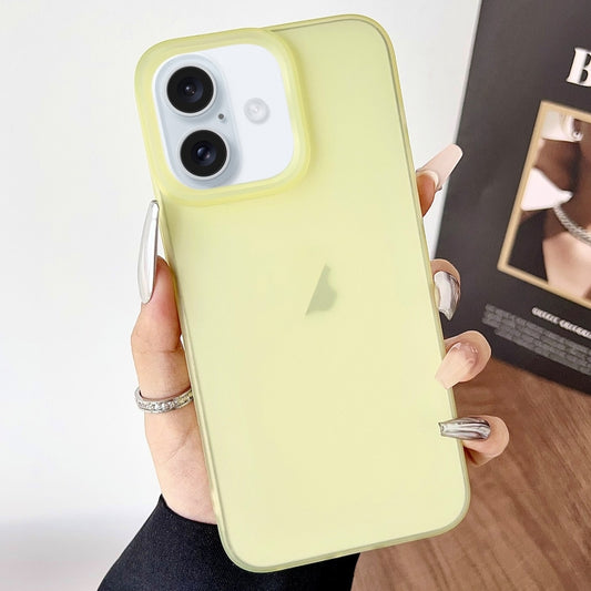 For iPhone 16 Plus Frosted Translucent TPU Full Coverage Phone Case(Yellow) - iPhone 16 Plus Cases by buy2fix | Online Shopping UK | buy2fix