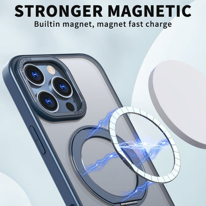 For iPhone 16 Pro Max Wing Series MagSafe Magnetic Ring Holder Phone Case(Blue) - iPhone 16 Pro Max Cases by buy2fix | Online Shopping UK | buy2fix