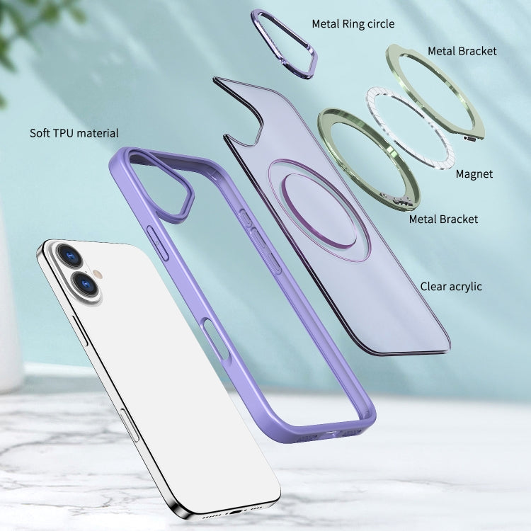 For iPhone 16 Wing Series MagSafe Magnetic Ring Holder Phone Case(Light Purple) - iPhone 16 Cases by buy2fix | Online Shopping UK | buy2fix