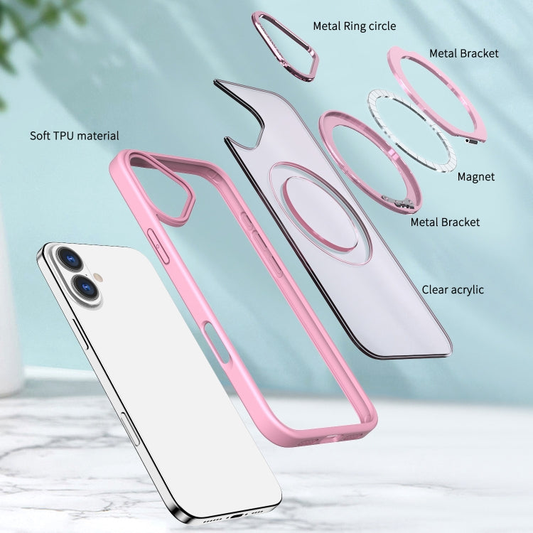 For iPhone 16 Wing Series MagSafe Magnetic Ring Holder Phone Case(Pink) - iPhone 16 Cases by buy2fix | Online Shopping UK | buy2fix