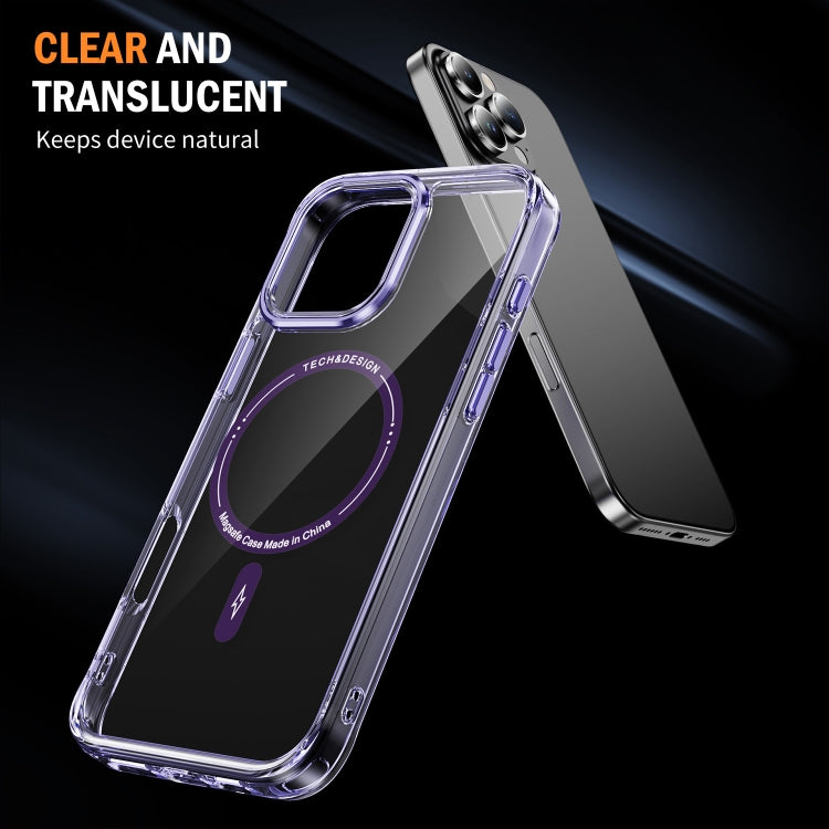 For iPhone 16 Pro Airbag Magsafe PC Hybrid TPU Phone Case(Clear Purple) - iPhone 16 Pro Cases by buy2fix | Online Shopping UK | buy2fix