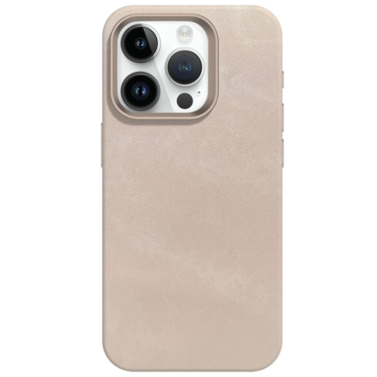 For iPhone 12 Pro Max Skin Feel Denim Leather MagSafe Phone Case(Nude Pink) - iPhone 12 Pro Max Cases by buy2fix | Online Shopping UK | buy2fix