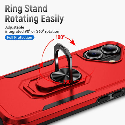 For iPhone 16 Pioneer Armor Heavy Duty PC + TPU Phone Case with Holder(Red+Black) - iPhone 16 Cases by buy2fix | Online Shopping UK | buy2fix