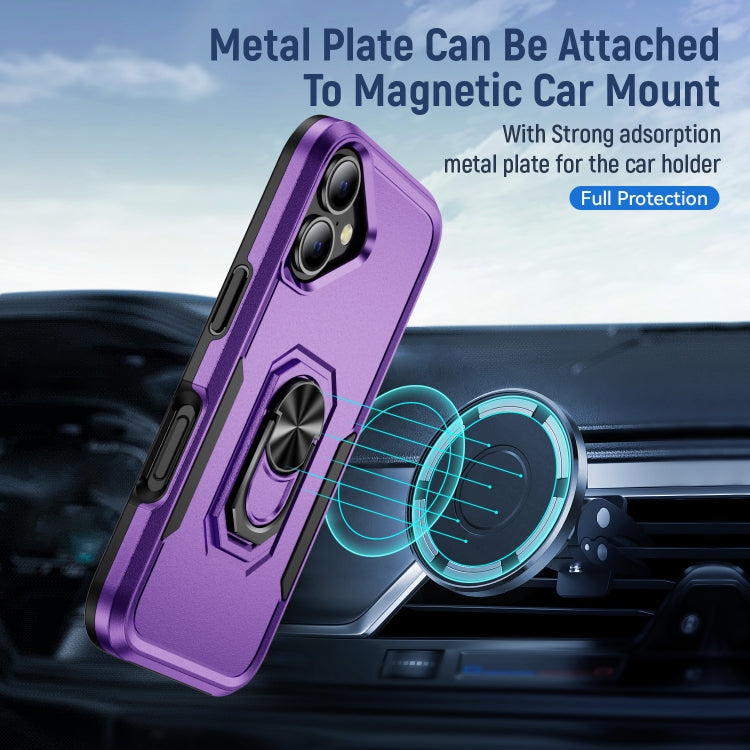 For iPhone 16 Pioneer Armor Heavy Duty PC + TPU Phone Case with Holder(Purple+Black) - iPhone 16 Cases by buy2fix | Online Shopping UK | buy2fix