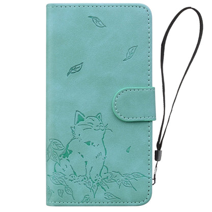 For Redmi K70 Ultra Cute Cat Embossed Leather Phone Case(Green) - Xiaomi Cases by buy2fix | Online Shopping UK | buy2fix