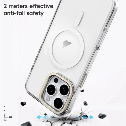 For iPhone 16 Plus Frosted Crystal Clear Lens Holder MagSafe Magnetic Phone Case(Transparent Grey) - iPhone 16 Plus Cases by buy2fix | Online Shopping UK | buy2fix