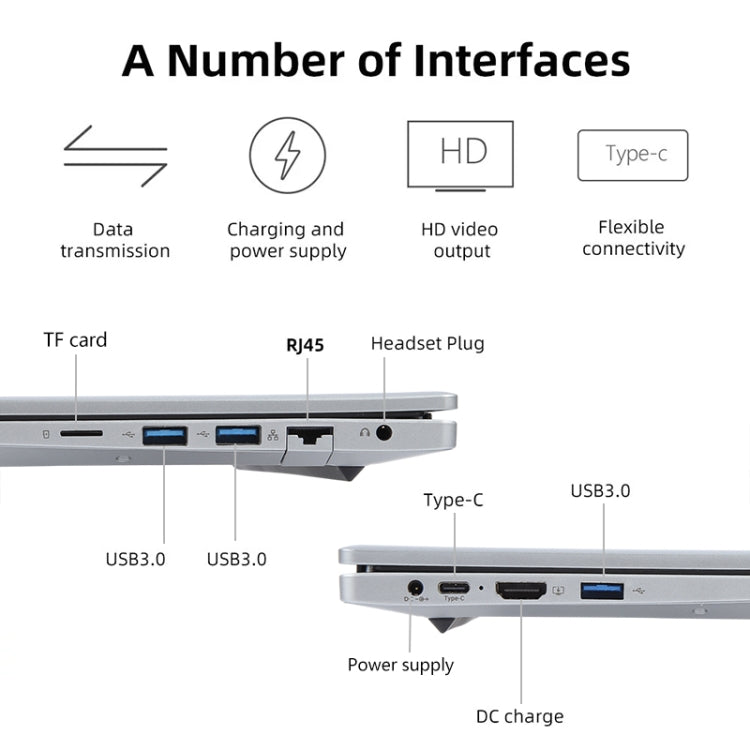 14 inch Windows 11 Laptop, 16GB+1TB, Gen 5th Intel Core i3 CPU, 180 Degree Rotation Axis(Silver) - Others by buy2fix | Online Shopping UK | buy2fix