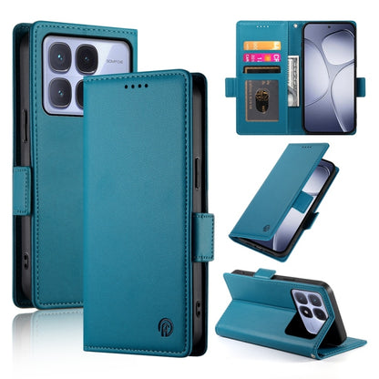 For Redmi K70 Ultra Side Buckle Magnetic Frosted Leather Phone Case(Blue) - Xiaomi Cases by buy2fix | Online Shopping UK | buy2fix