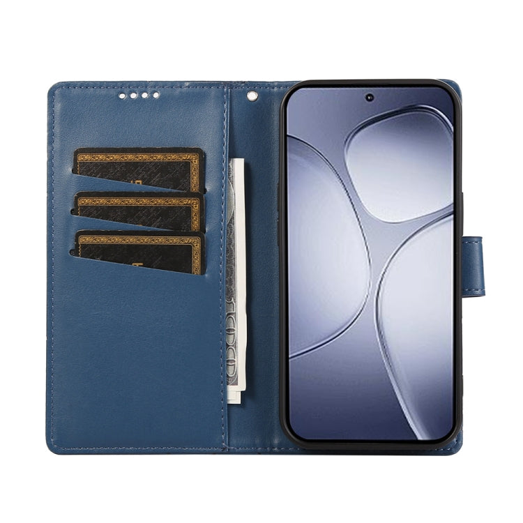 For Redmi K70 Ultra PU Genuine Leather Texture Embossed Line Phone Case(Blue) - Xiaomi Cases by buy2fix | Online Shopping UK | buy2fix