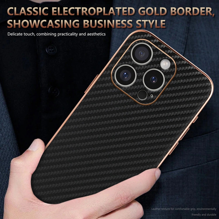 For iPhone 16 Pro AZNS Electroplated Edge Carbon Fiber Texture Phone Case(Blue) - iPhone 16 Pro Cases by AZNS | Online Shopping UK | buy2fix