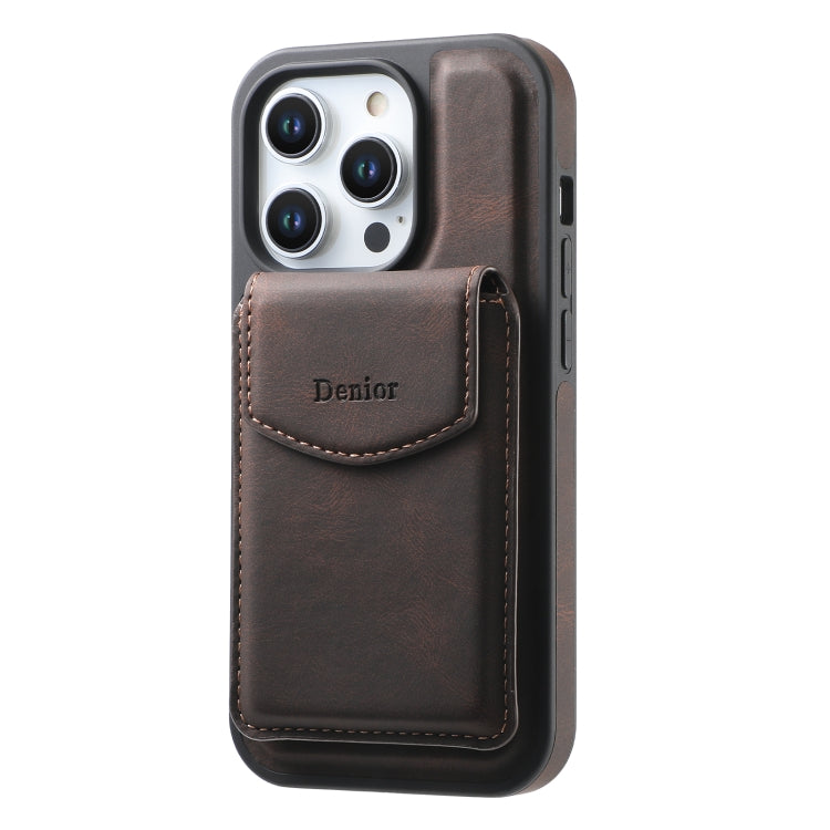 For iPhone 15 Pro Max Denior D19 Skin Feel MagSafe Detachable Card Slot Phone Case(Brown) - iPhone 15 Pro Max Cases by Denior | Online Shopping UK | buy2fix