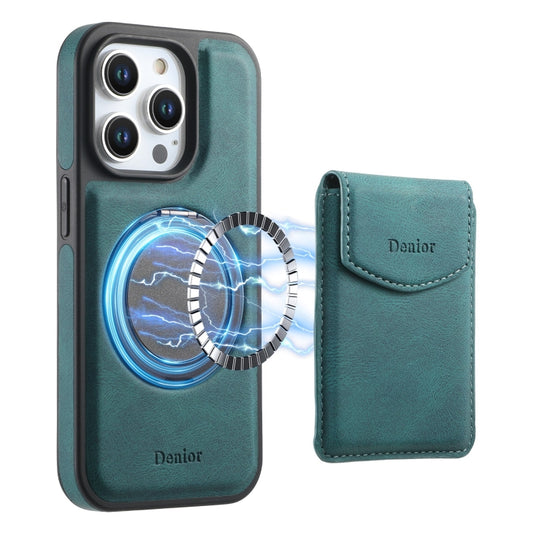 For iPhone 14 Pro Max Denior D20 Skin Feel MagSafe Holder Detachable Card Slot Phone Case(Blue) - iPhone 14 Pro Max Cases by Denior | Online Shopping UK | buy2fix