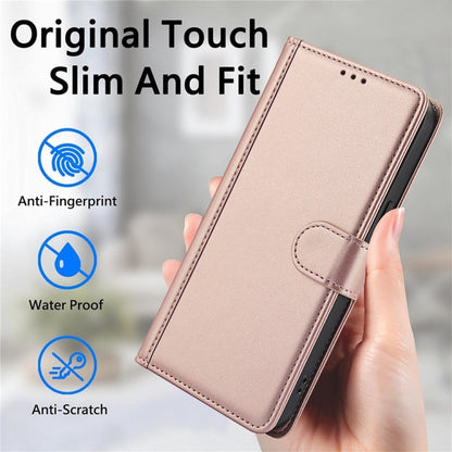 For Samsung Galaxy S25+ 5G Skin Feel Pure Color Card Slots Leather Phone Case with Dual Lanyard(Rose Gold) - Galaxy S25+ 5G Cases by buy2fix | Online Shopping UK | buy2fix