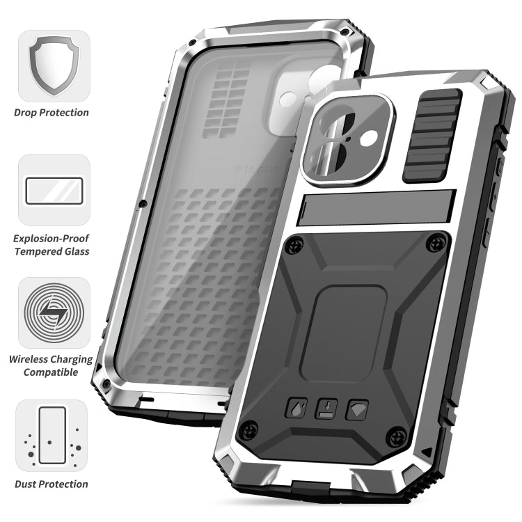 For iPhone 16 Plus R-JUST Life Waterproof Dustproof Shockproof Phone Case(Silver) - iPhone 16 Plus Cases by R-JUST | Online Shopping UK | buy2fix