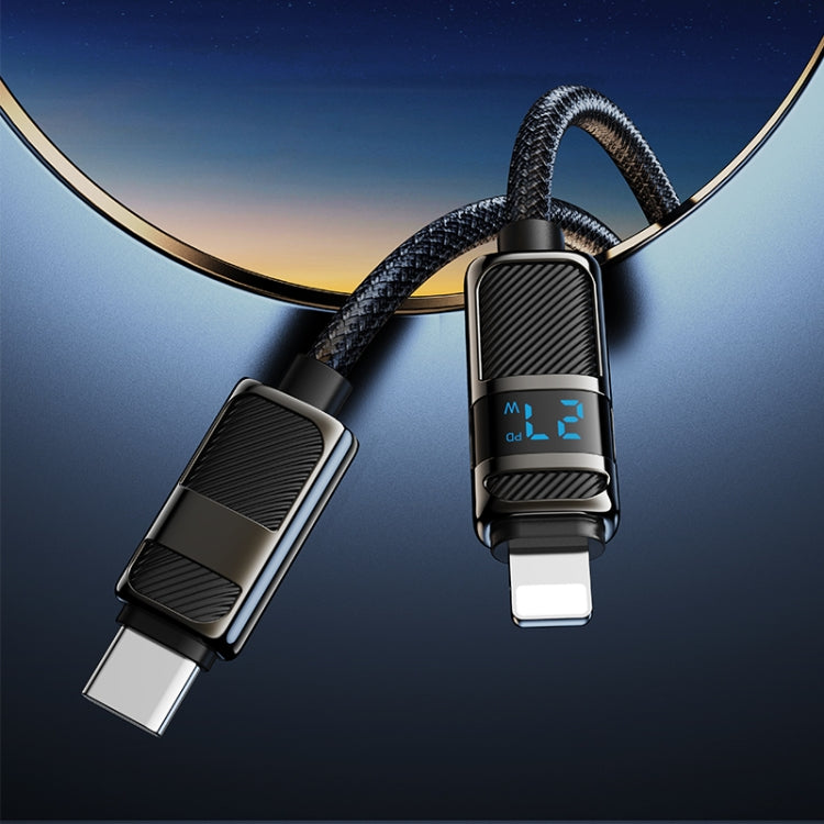 hoco U137 USB-C / Type-C to 8 Pin Line PD Charging Data Cable with Display, Length:1.2m(Black) - 2 in 1 Cable by hoco | Online Shopping UK | buy2fix