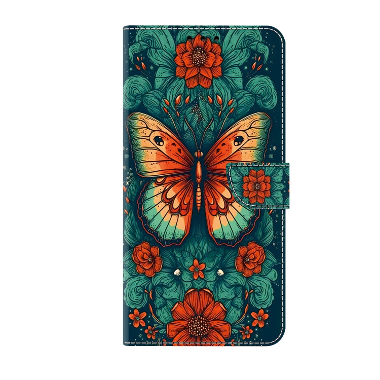 For iPhone 16 Plus Crystal Painted Leather Phone case(Flower Butterfly) - iPhone 16 Plus Cases by buy2fix | Online Shopping UK | buy2fix