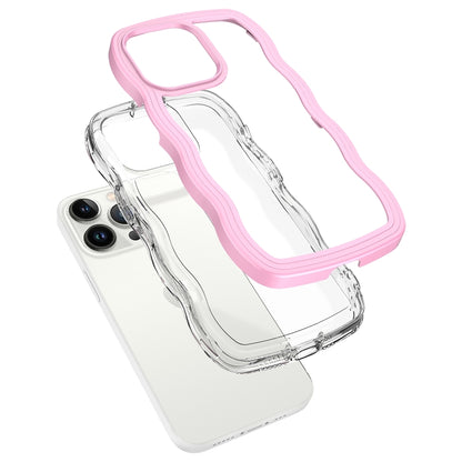 For iPhone 16 Pro Candy Color Wave TPU Clear PC Phone Case(White) - iPhone 16 Pro Cases by buy2fix | Online Shopping UK | buy2fix