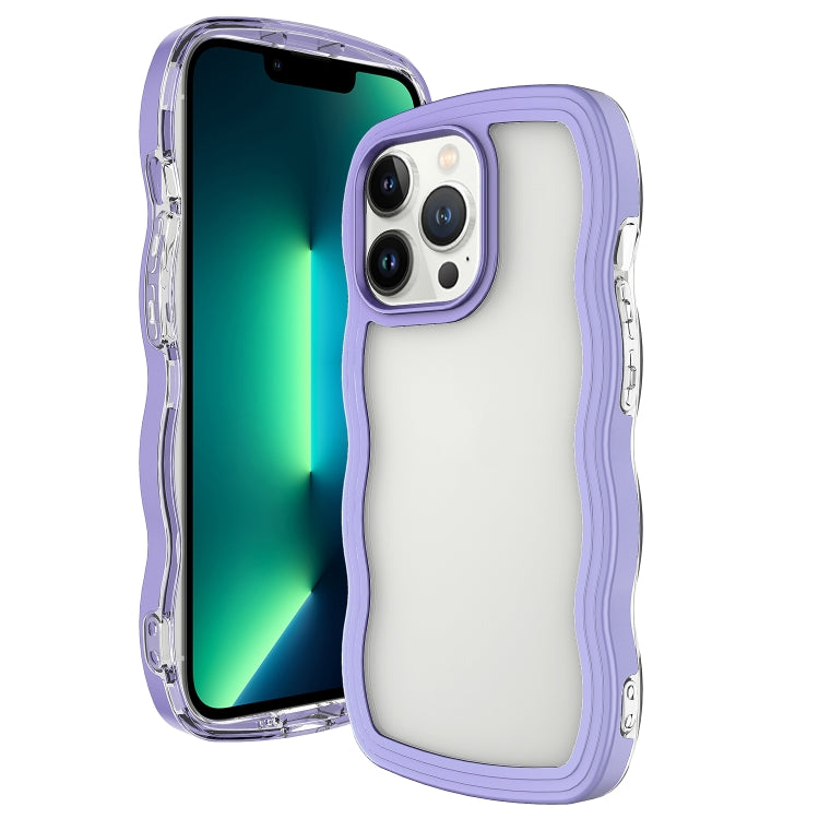 For iPhone 16 Pro Candy Color Wave TPU Clear PC Phone Case(Purple) - iPhone 16 Pro Cases by buy2fix | Online Shopping UK | buy2fix