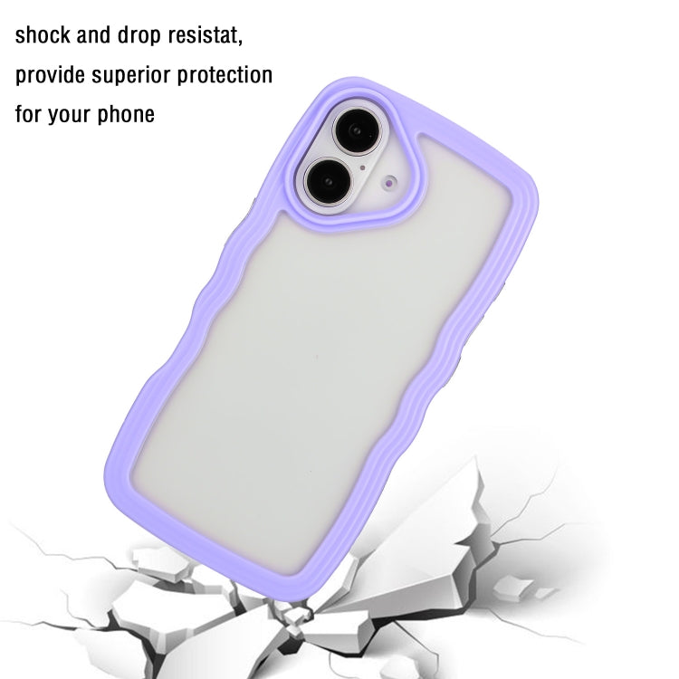 For iPhone 16 Candy Color Wave TPU Clear PC Phone Case(Purple) - iPhone 16 Cases by buy2fix | Online Shopping UK | buy2fix