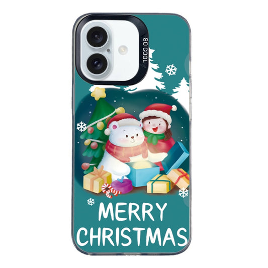 For iPhone 16 Christmas Series PC Full Coverage Pattern Phone Case(CK048 Black) - iPhone 16 Cases by buy2fix | Online Shopping UK | buy2fix