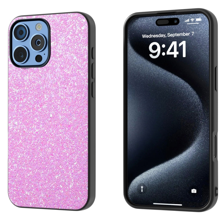 For iPhone 16 Pro Max Black Frame Colorful Glitter Phone Case(Dark Pink) - iPhone 16 Pro Max Cases by buy2fix | Online Shopping UK | buy2fix