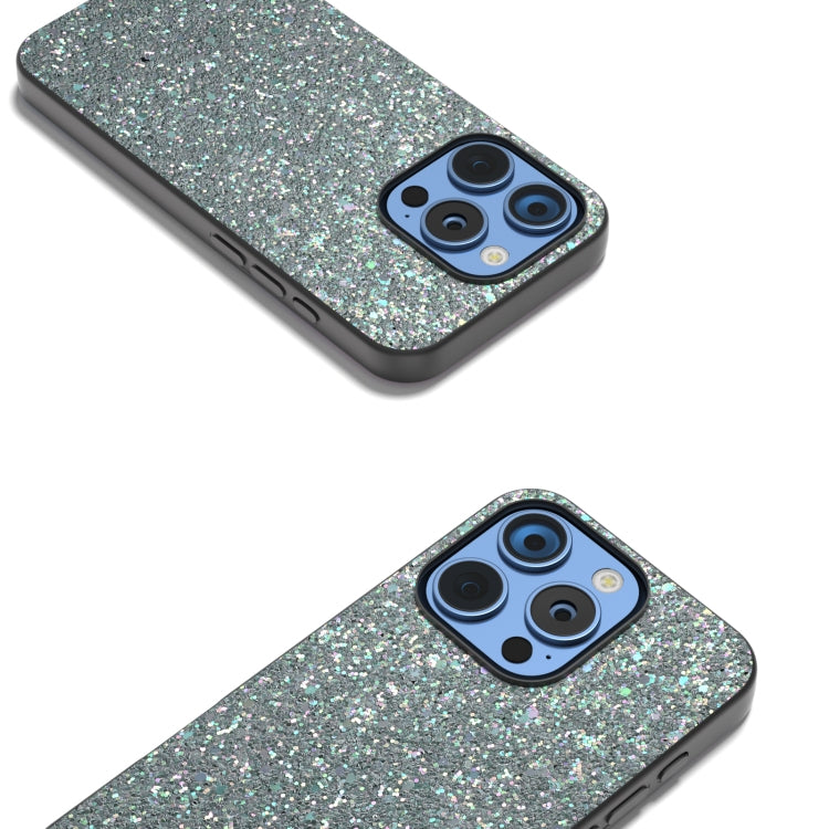 For iPhone 16 Pro Black Frame Colorful Glitter Phone Case(Black Green) - iPhone 16 Pro Cases by buy2fix | Online Shopping UK | buy2fix