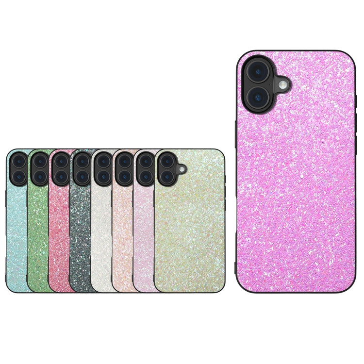 For iPhone 16 Plus Black Frame Colorful Glitter Phone Case(Dark Pink) - iPhone 16 Plus Cases by buy2fix | Online Shopping UK | buy2fix