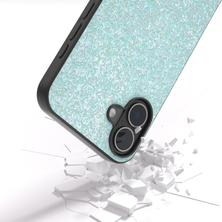 For iPhone 16 Black Frame Colorful Glitter Phone Case(Light Green) - iPhone 16 Cases by buy2fix | Online Shopping UK | buy2fix