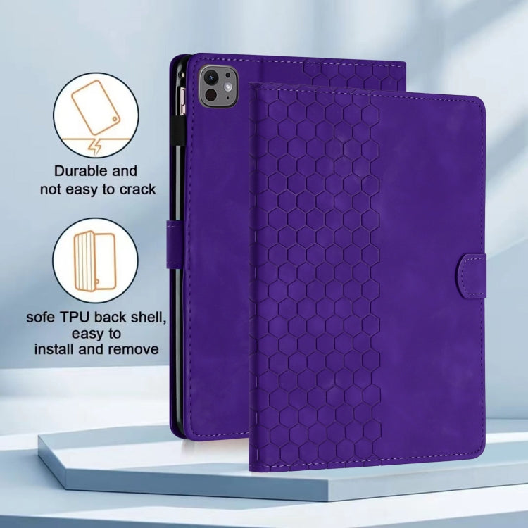 For iPad Pro 11 2024 / Air 10.9 2022 Honeycomb Embossed Leather Smart Tablet Case(Purple) - iPad Pro 11 2024 Cases by buy2fix | Online Shopping UK | buy2fix