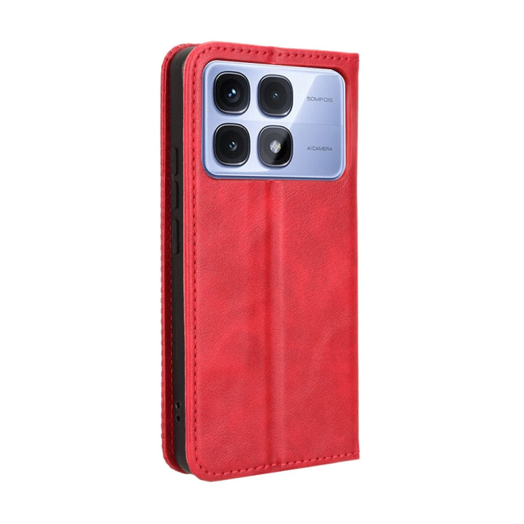 For Redmi K70 Ultra Magnetic Buckle Retro Texture Leather Phone Case(Red) - Xiaomi Cases by buy2fix | Online Shopping UK | buy2fix