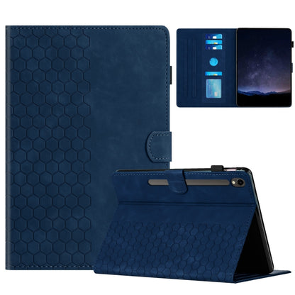 For Samsung Galaxy Tab S9 / S9 FE Honeycomb Embossed Leather Smart Tablet Case(Blue) - Galaxy Tab S9 Cases by buy2fix | Online Shopping UK | buy2fix